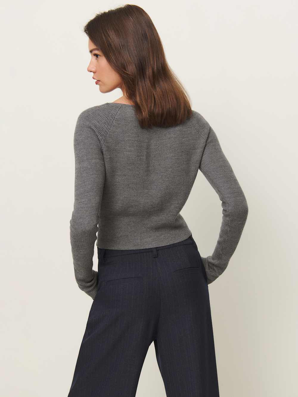 Reformation Meadow Regenerative Merino Cardigan - Mid Grey