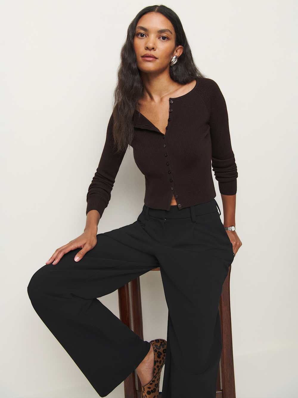 Reformation Meadow Regenerative Merino Cardigan - Mole