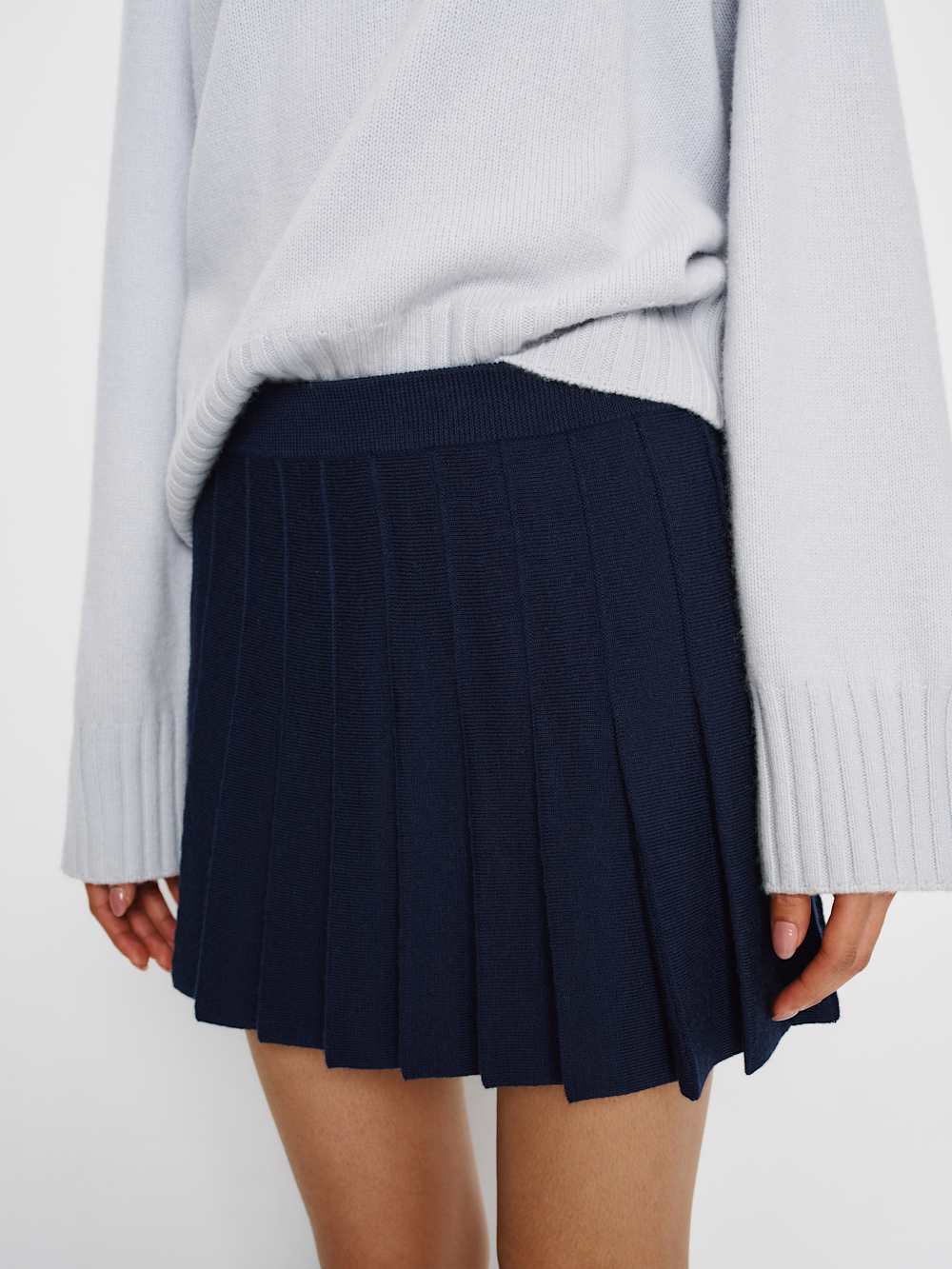 Reformation Mina Regenerative Merino Pleated Skirt - Navy