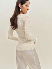 Reformation Sutton Regenerative Merino Open Knit Sweater - Cream