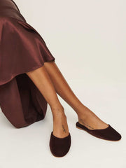 Reformation Melly Flat Mule - Dark Cherry Velvet
