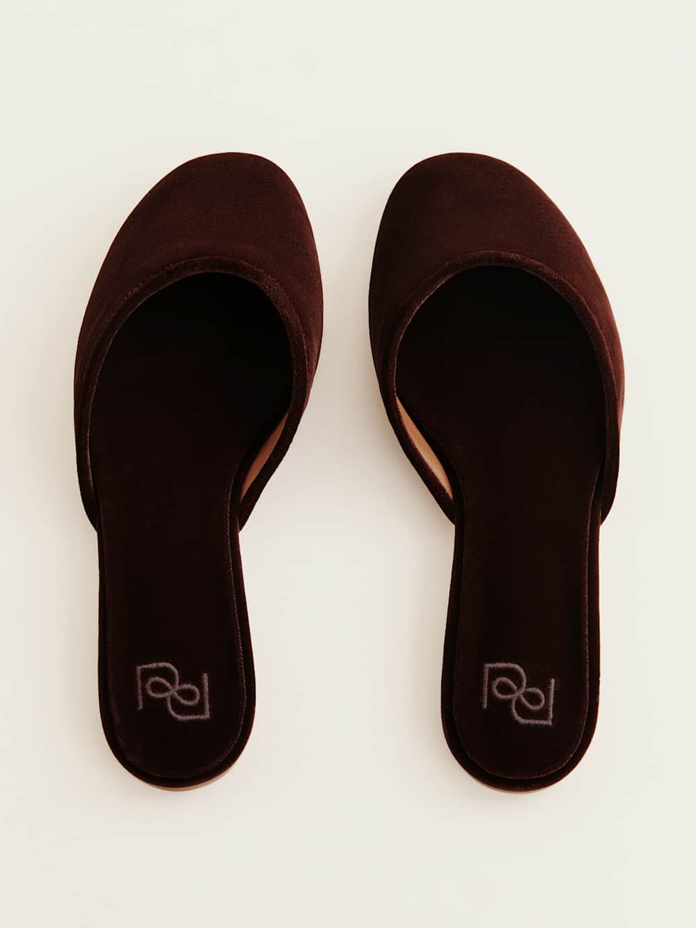 Reformation Melly Flat Mule - Dark Cherry Velvet
