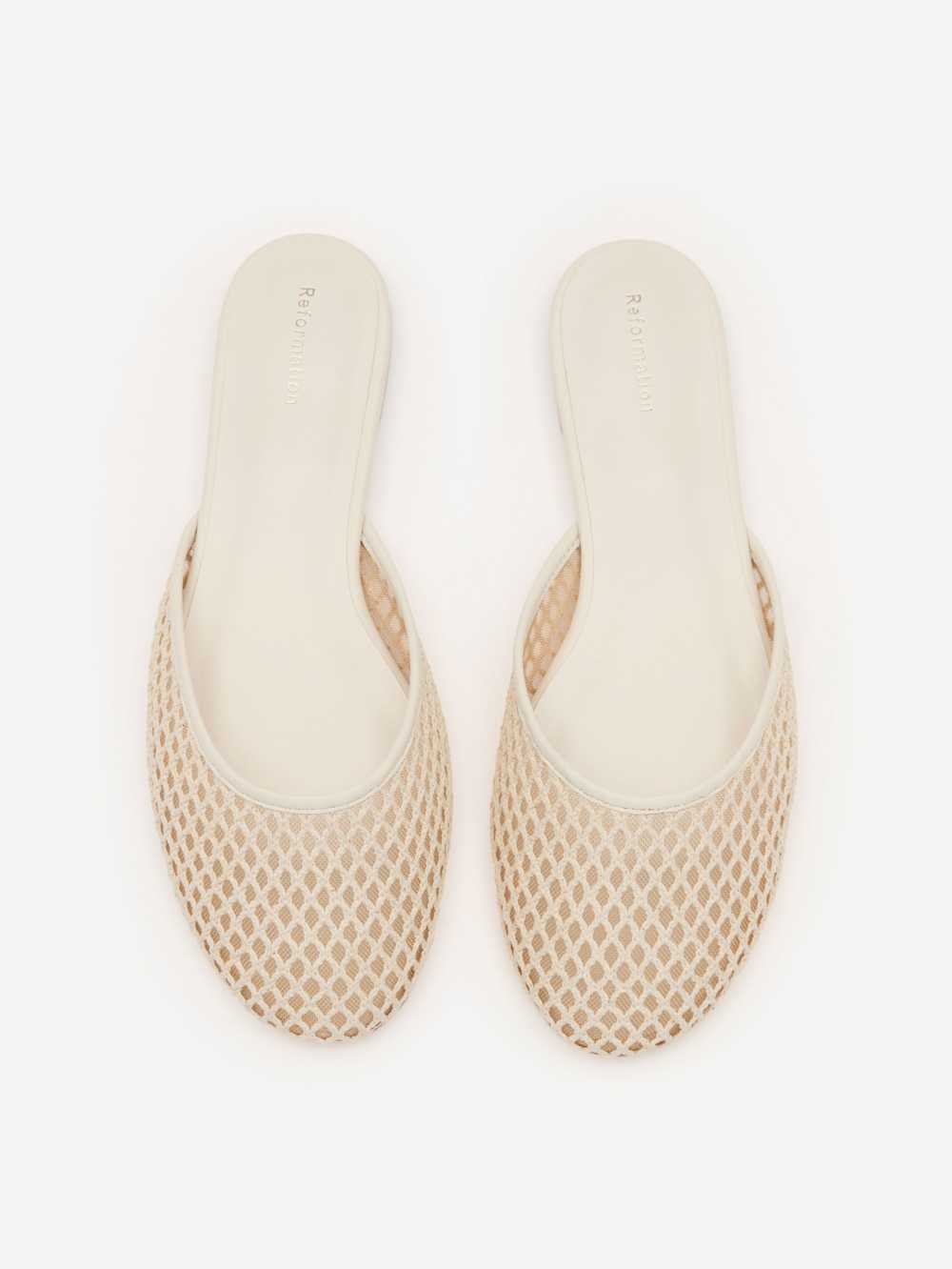 Reformation Melly Flat Mule - Ivory Crochet