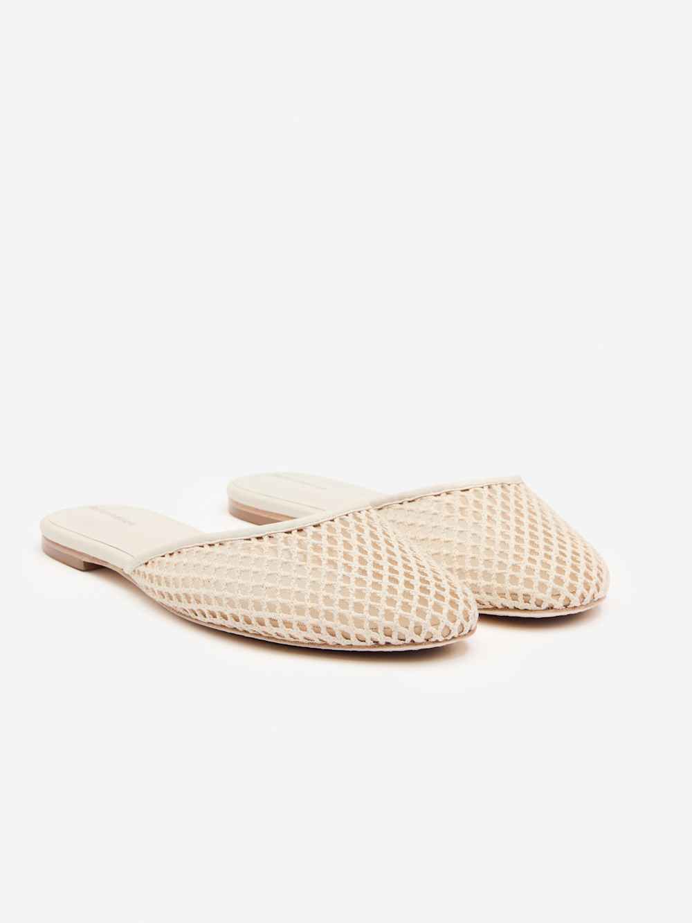 Reformation Melly Flat Mule - Ivory Crochet