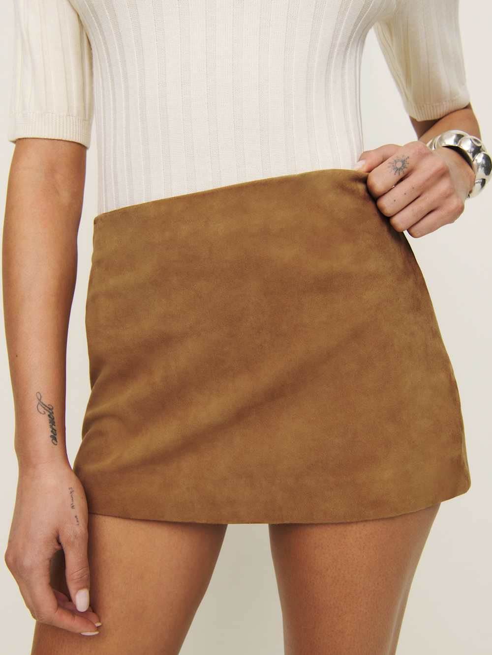 Reformation Veda Carla Low Waist Leather Skirt - Topanga Canyon
