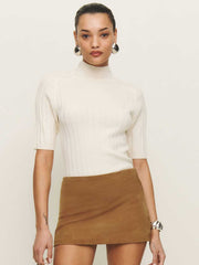 Reformation Veda Carla Low Waist Leather Skirt - Topanga Canyon