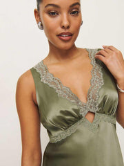 Reformation Aliceyn Silk Top - Aloe Vera