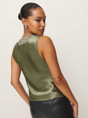 Reformation Aliceyn Silk Top - Aloe Vera