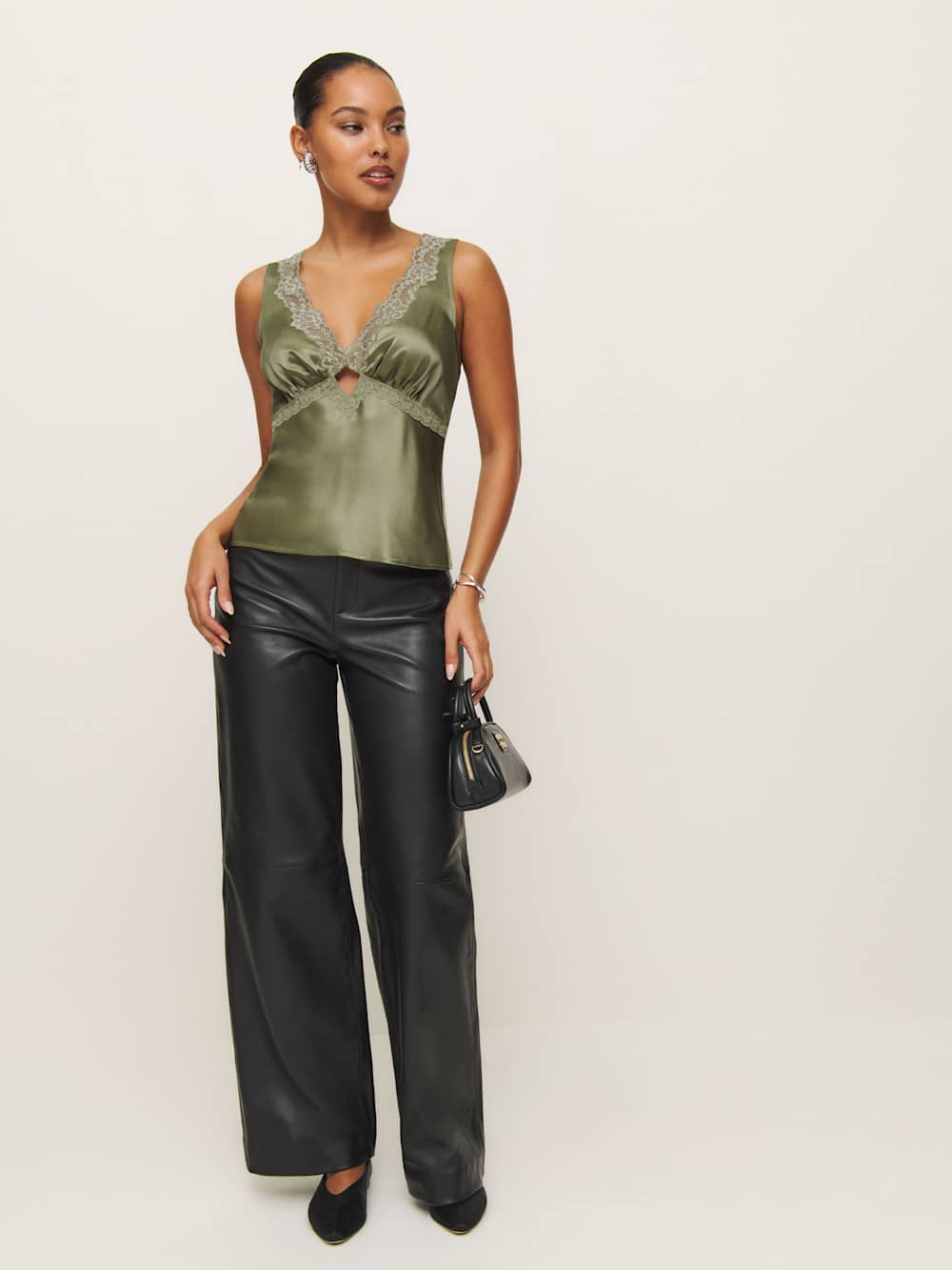 Reformation Aliceyn Silk Top - Aloe Vera