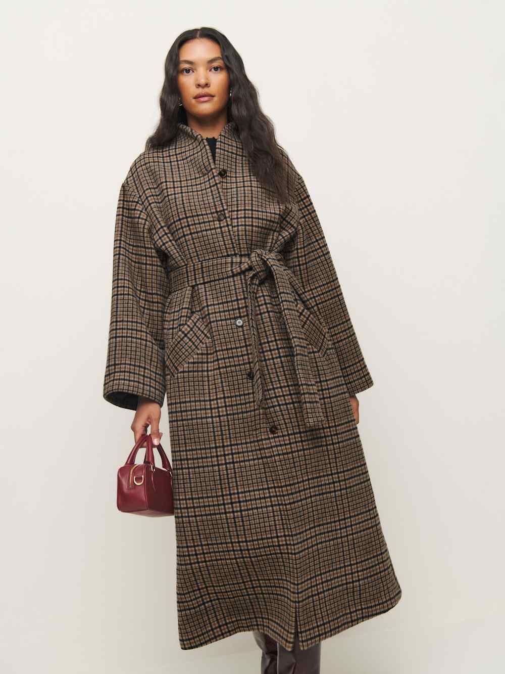 Reformation Cotswolds Coat - Toffee Plaid