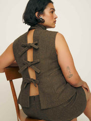 Reformation Sutton Top Es - Brown Herringbone