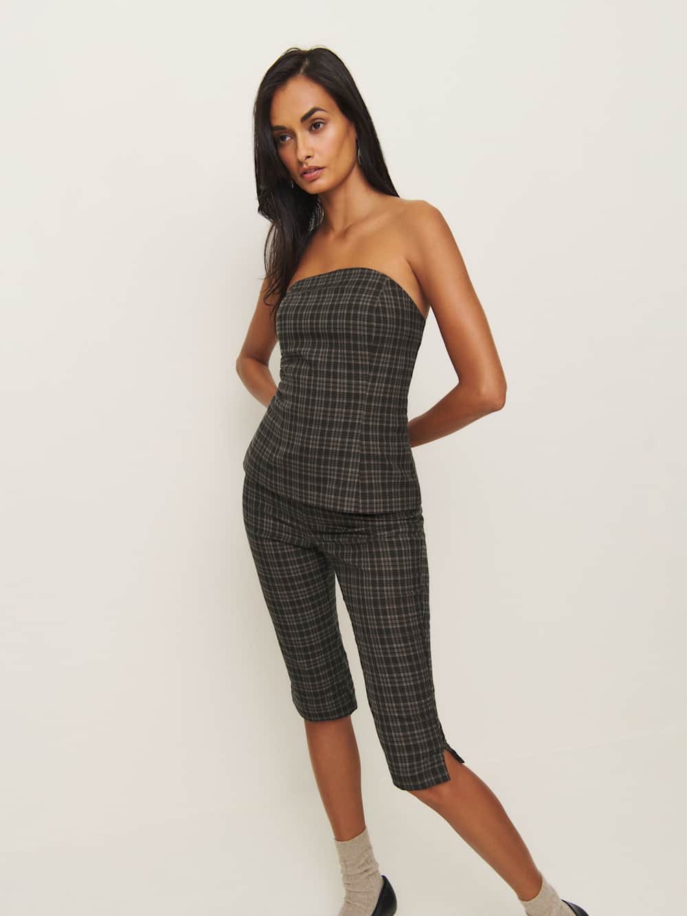 Reformation Petites Steeplechase Set - Taupe Check