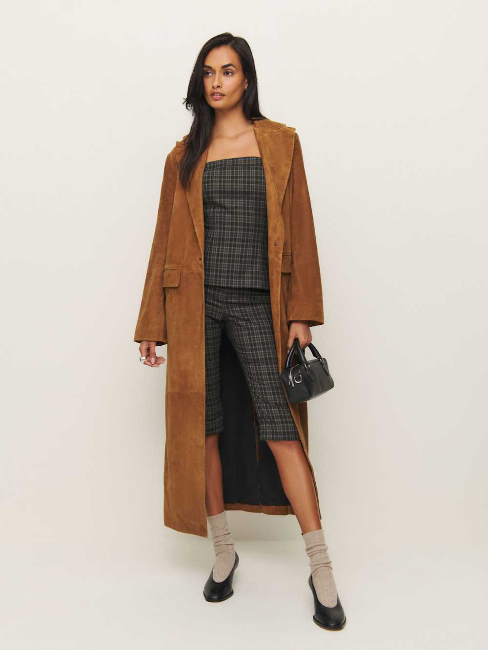 Reformation Petites Steeplechase Set - Taupe Check