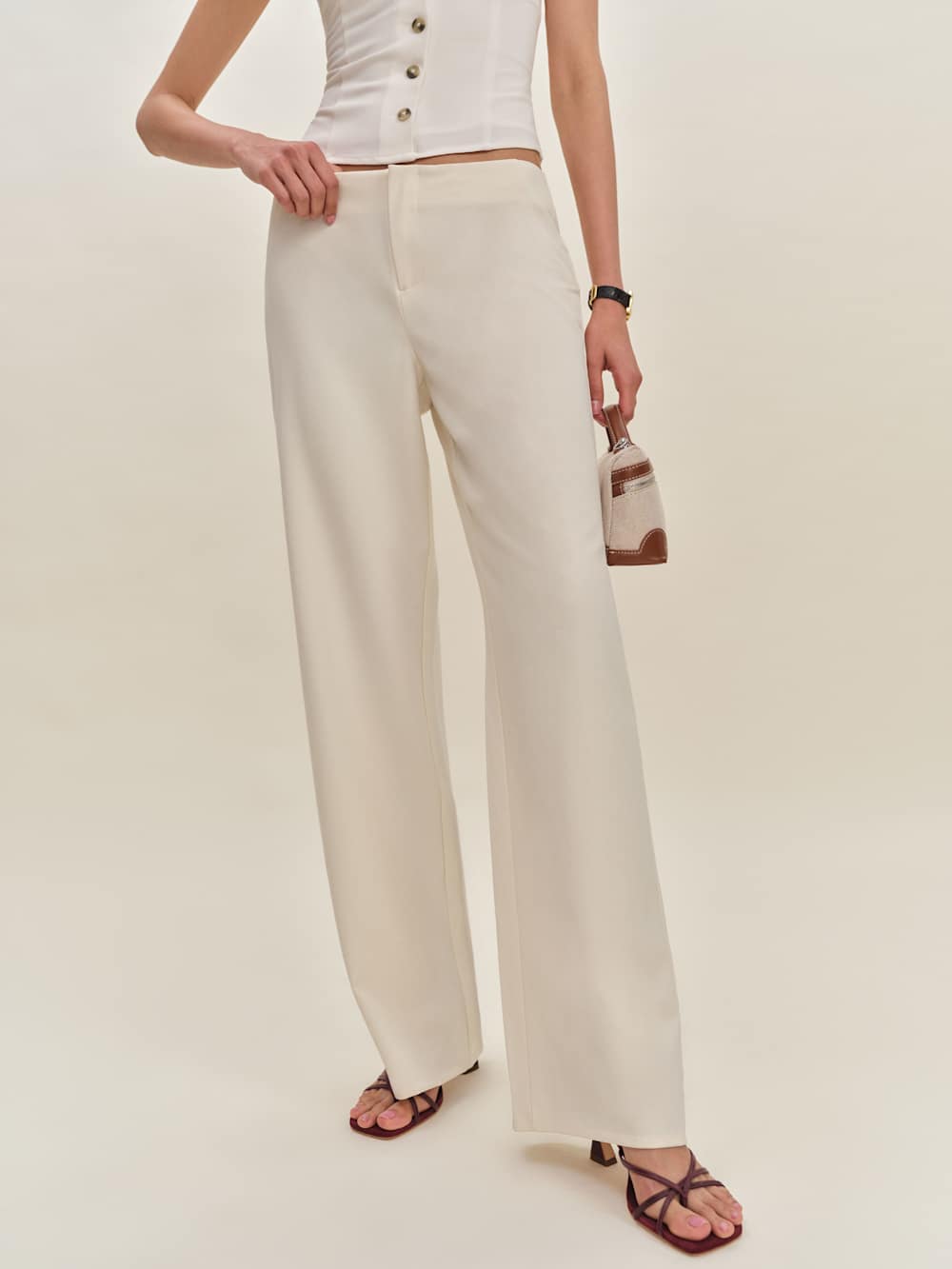 Reformation Petites Vida Low Rise Pant - Cream