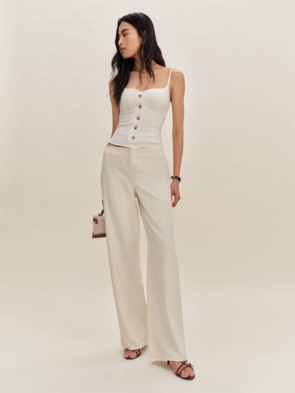 Reformation Petites Vida Low Rise Pant - Cream