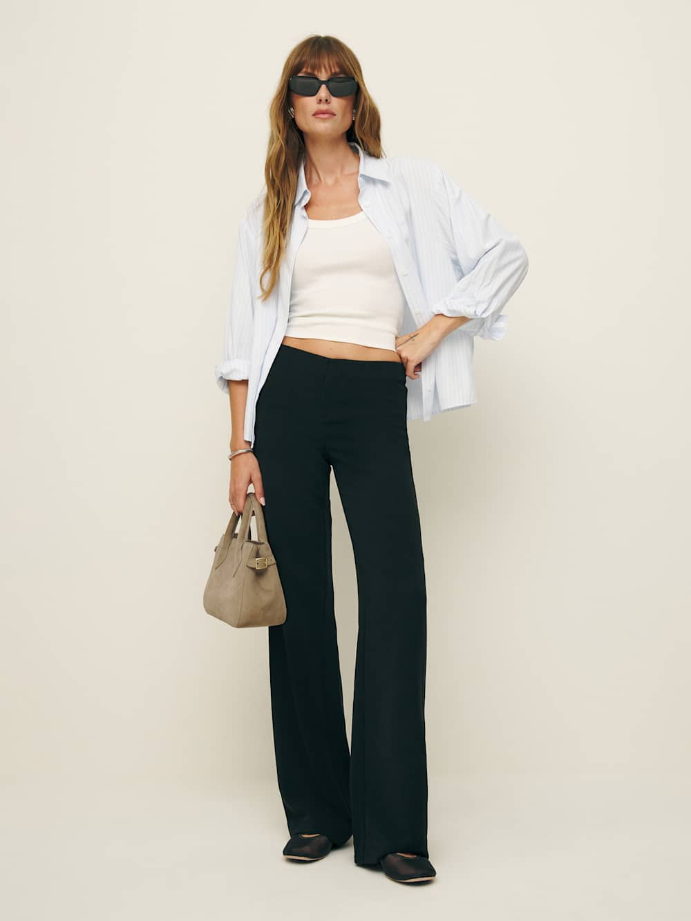 Reformation Petites Vida Low Rise Pant - Pitch Black
