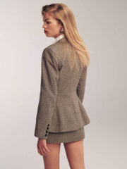 Reformation Bondi Blazer - Tan Houndstooth