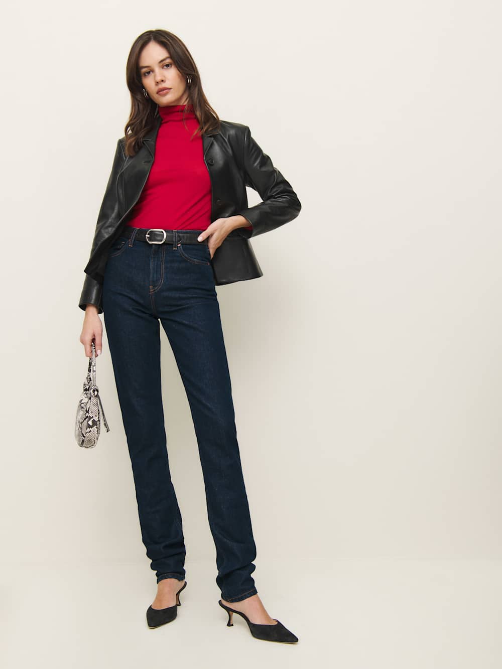 Reformation Etta Stretch High Rise Stacked Slim Jeans - Seneca