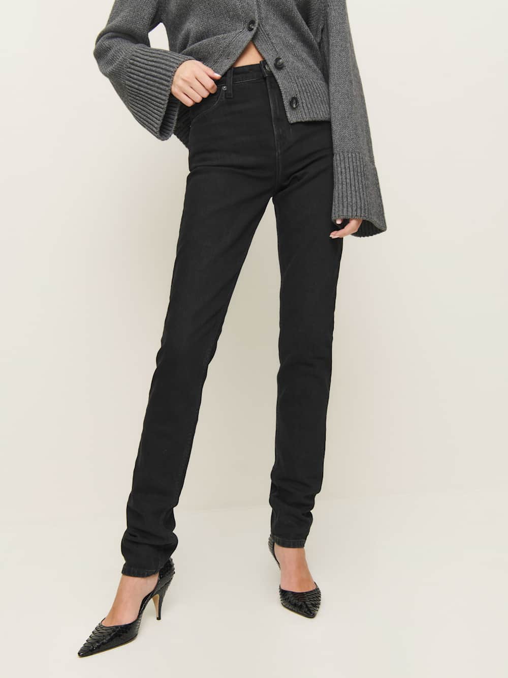 Reformation Etta Stretch High Rise Stacked Slim Jeans - Vana