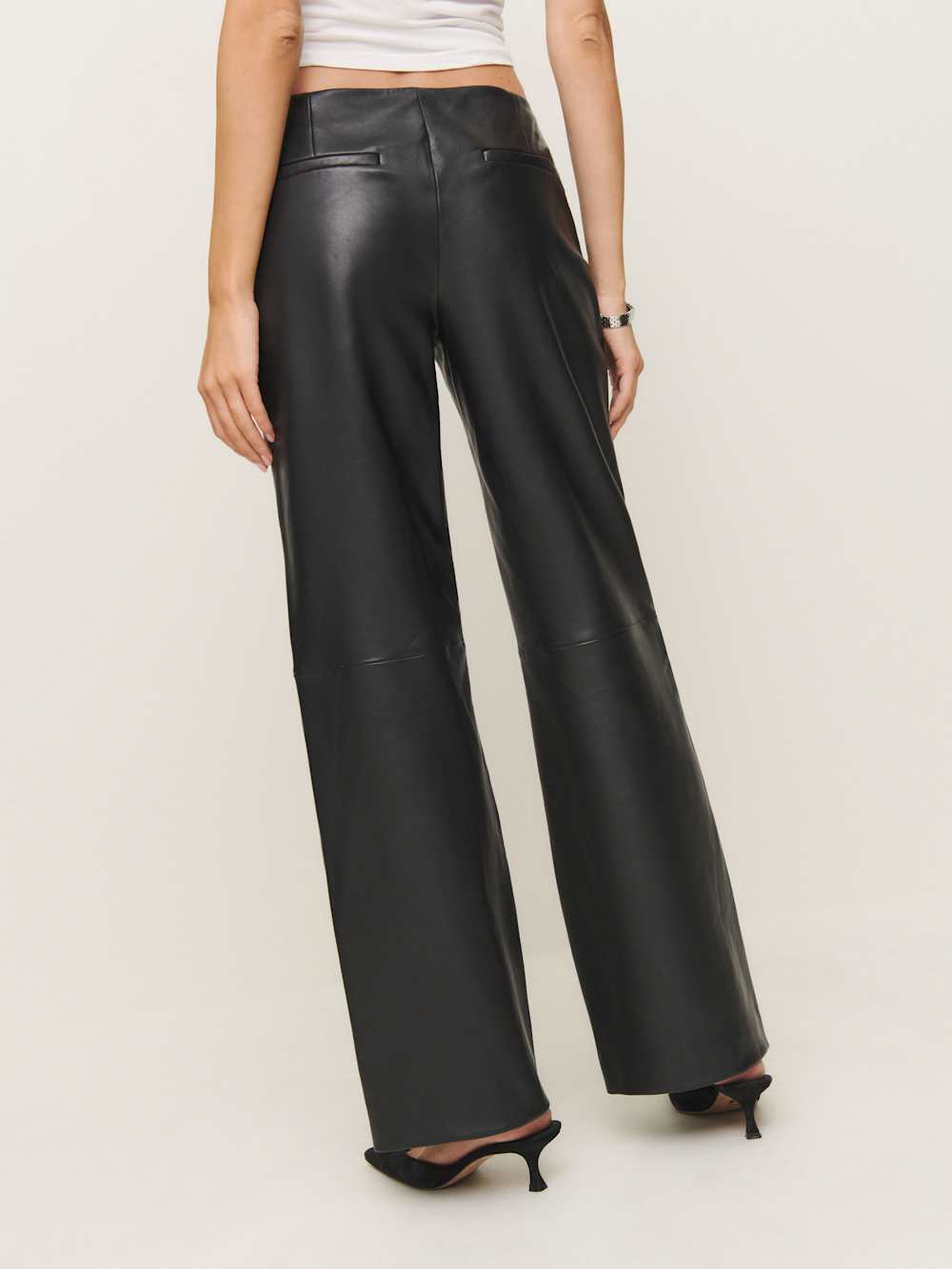 Reformation Veda Vida Low Rise Leather Pant - Black