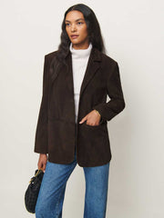 Reformation Veda Leon Oversized Blazer - Mole Suede