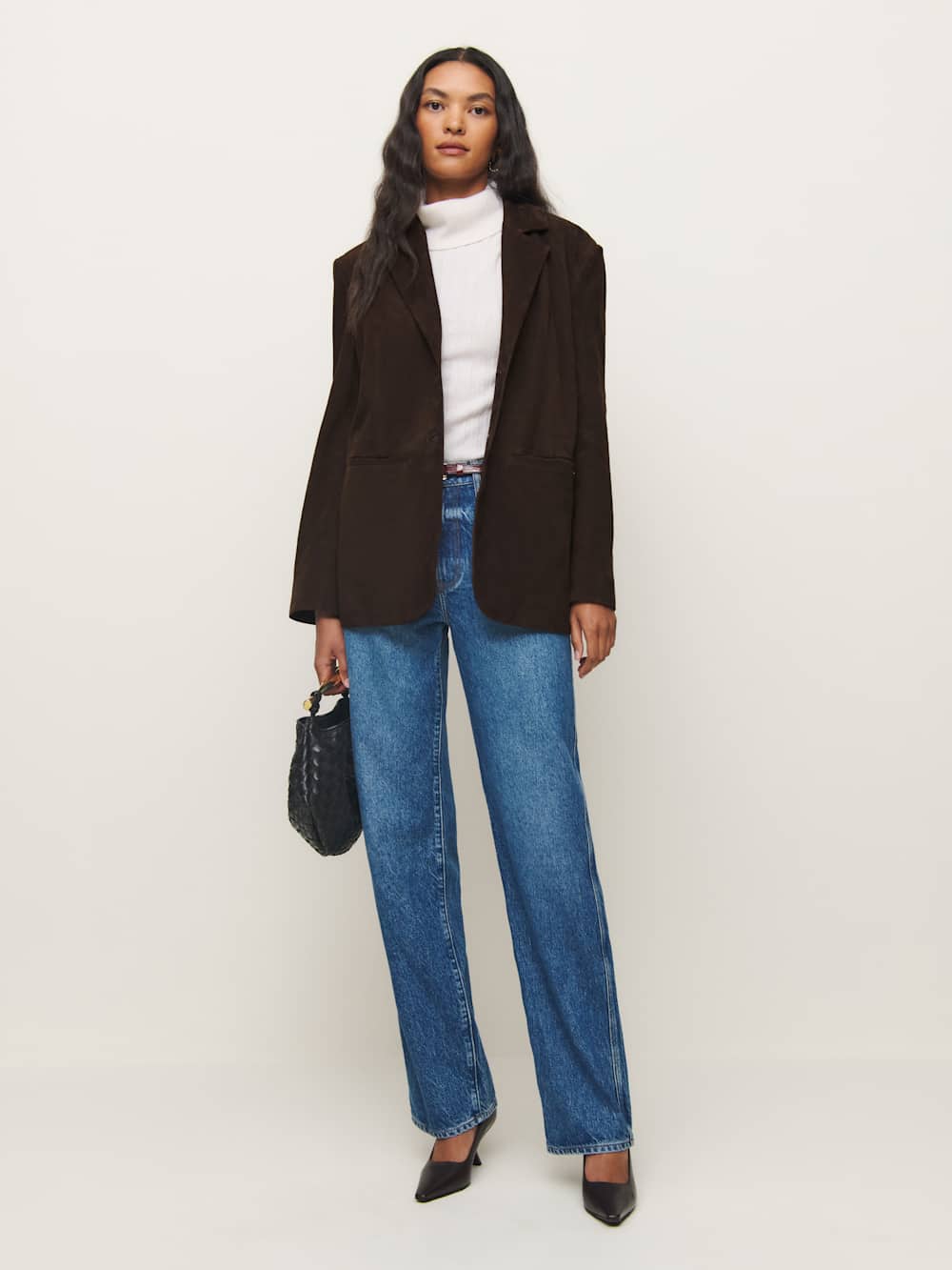 Reformation Veda Leon Oversized Blazer - Mole Suede