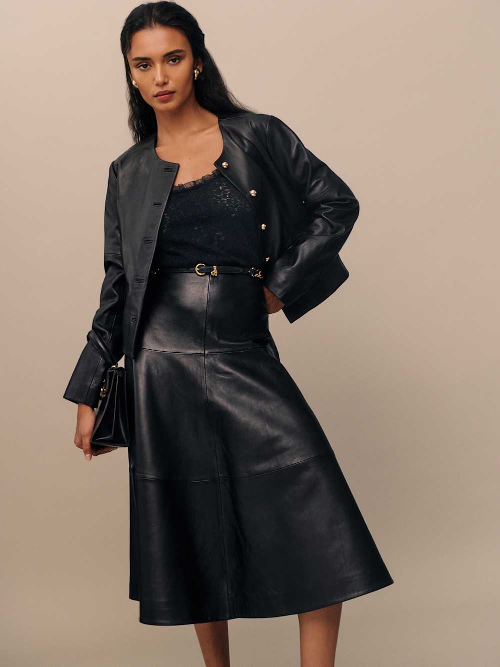 Reformation Veda Carmen Leather Skirt - Black