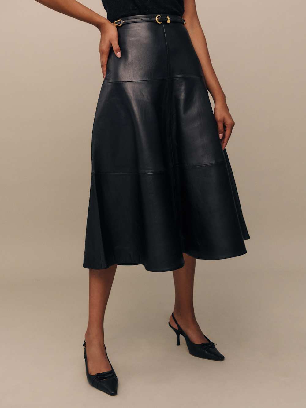 Reformation Veda Carmen Leather Skirt - Black