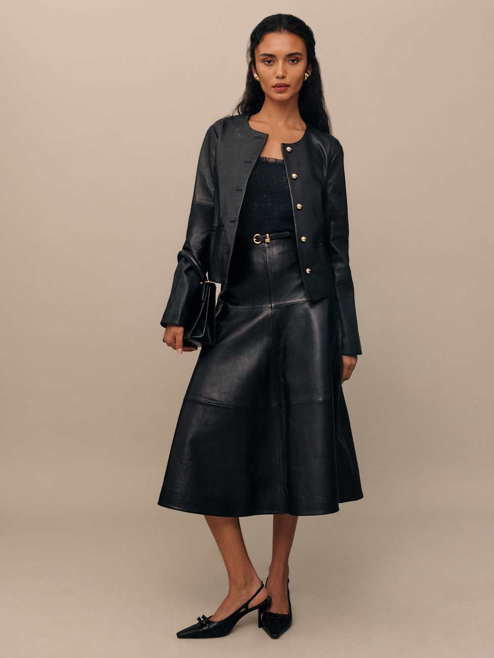 Reformation Veda Carmen Leather Skirt - Black