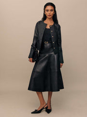 Reformation Veda Carmen Leather Skirt - Black