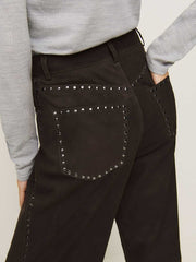 Reformation Veda Kennedy Studded Leather Pant - Mole Suede