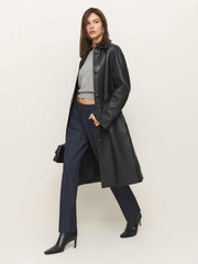 Reformation Veda Beck Leather Trench - Black