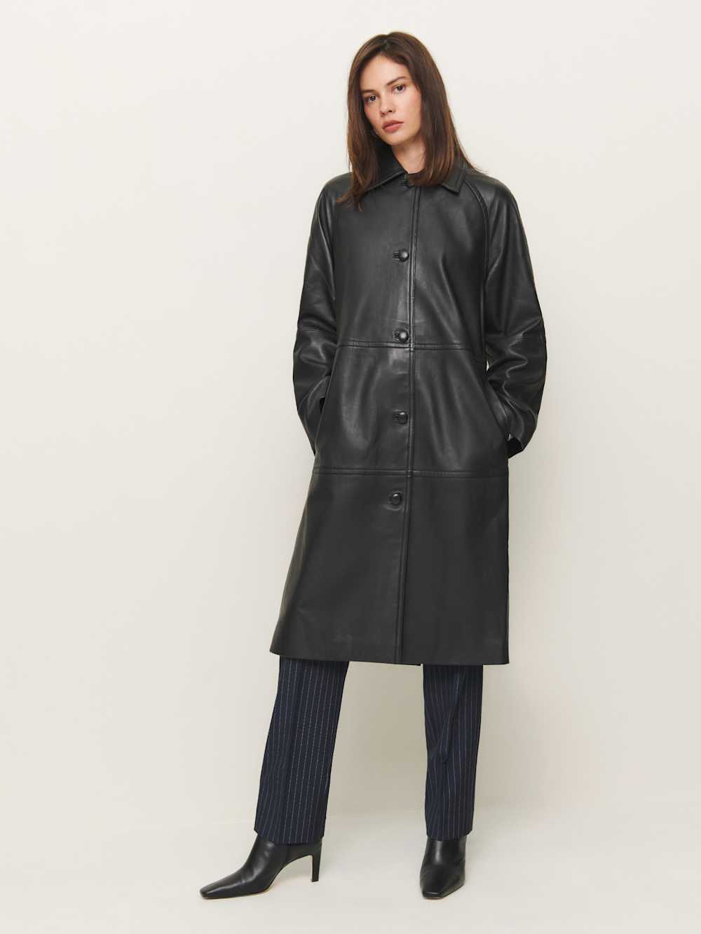 Reformation Veda Beck Leather Trench - Black