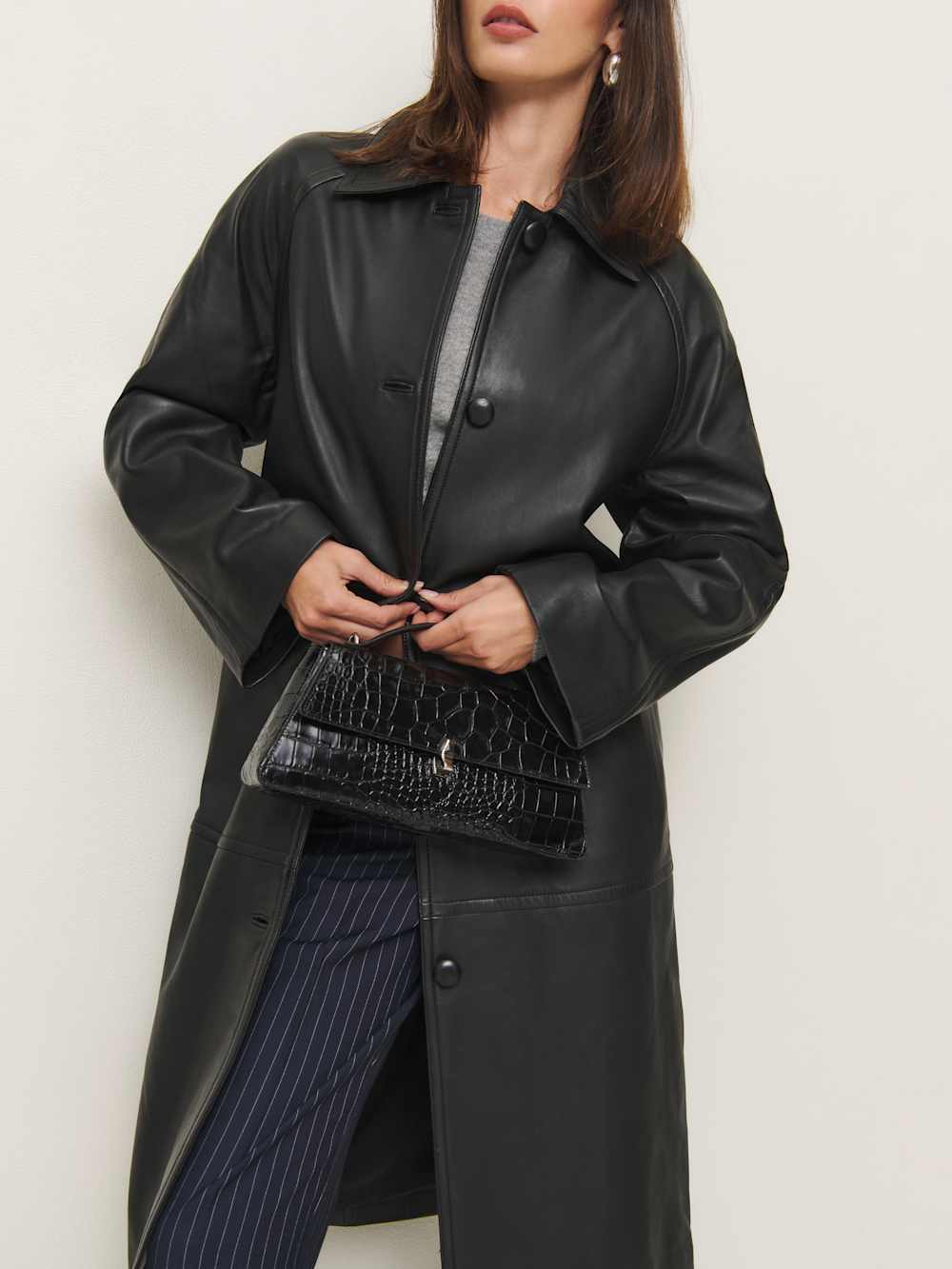 Reformation Veda Beck Leather Trench - Black
