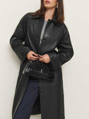 Reformation Veda Beck Leather Trench - Black