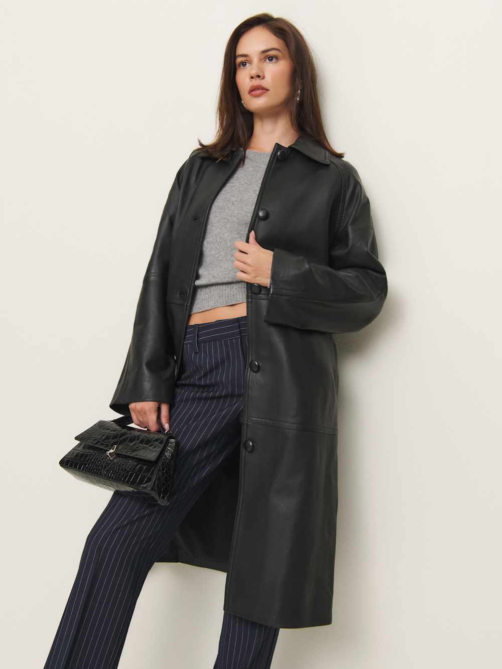 Reformation Veda Beck Leather Trench - Black