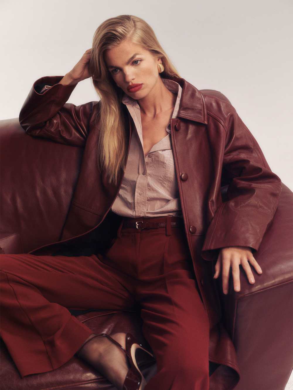 Reformation Veda Beck Leather Trench - Chianti