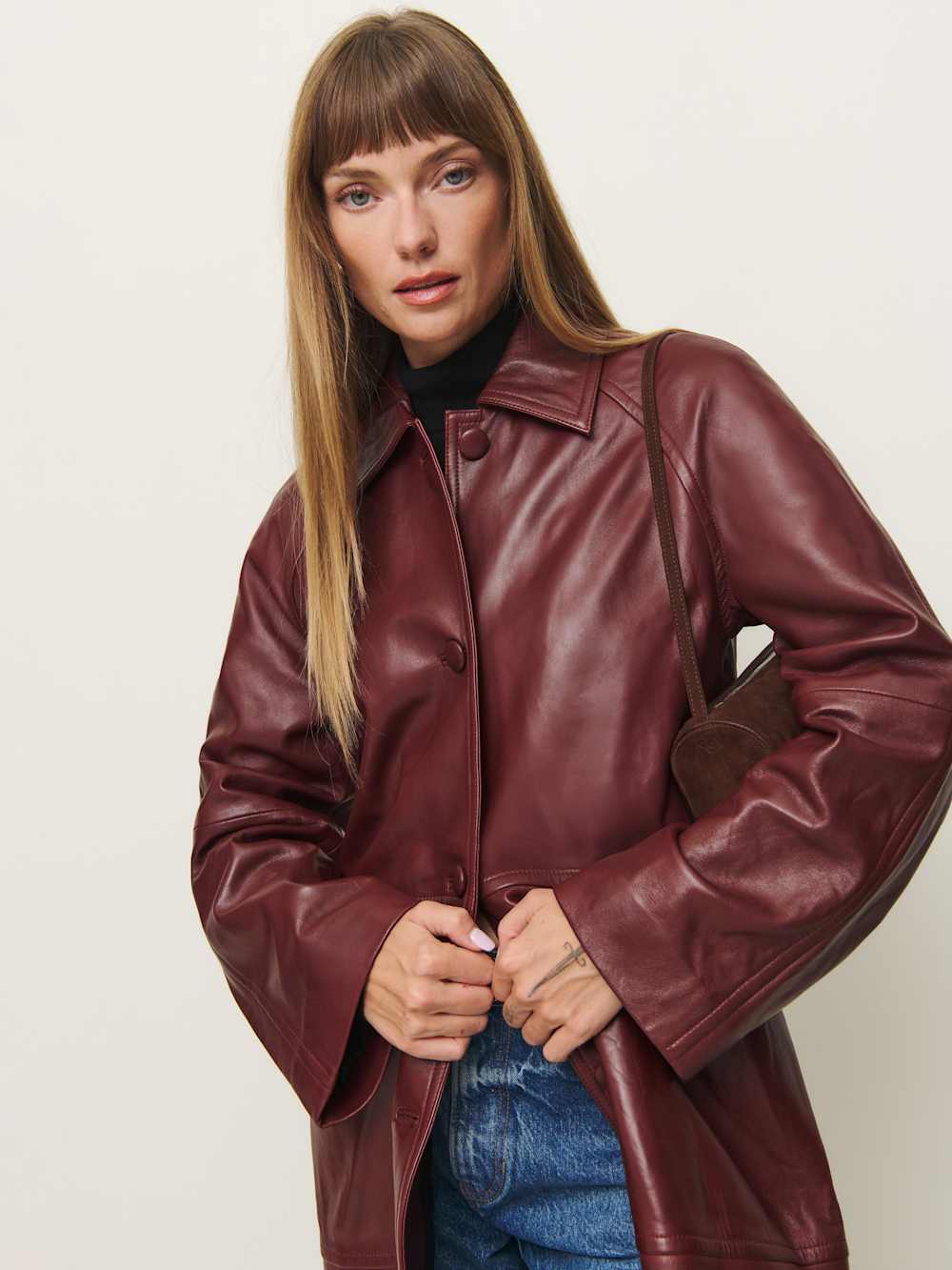 Reformation Veda Beck Leather Trench - Chianti