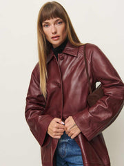 Reformation Veda Beck Leather Trench - Chianti