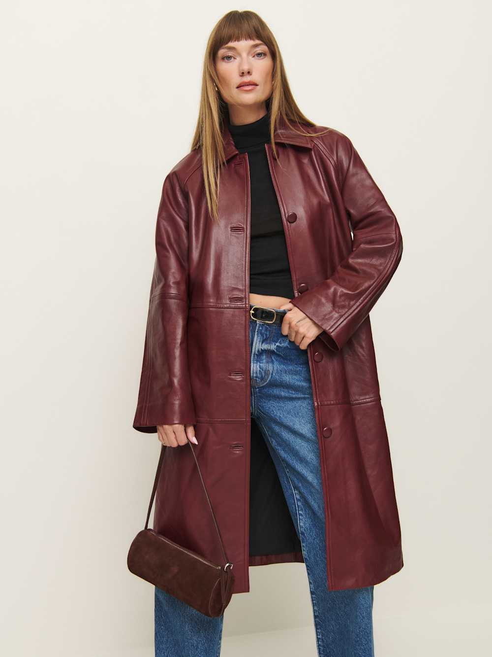 Reformation Veda Beck Leather Trench - Chianti