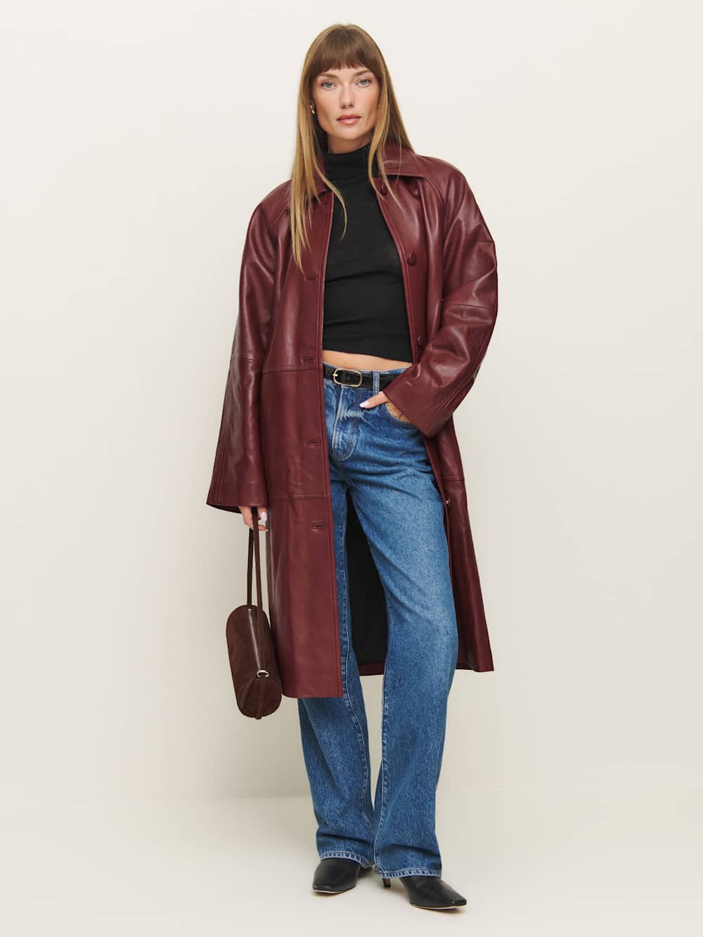 Reformation Veda Beck Leather Trench - Chianti