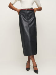 Reformation Veda Julia Leather Skirt - Black