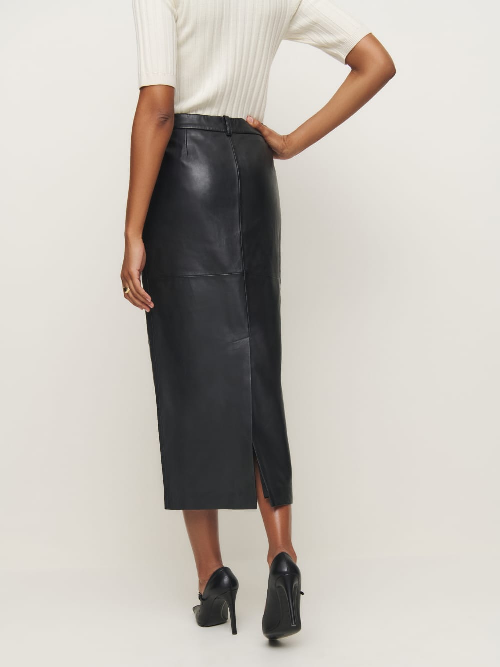 Reformation Veda Julia Leather Skirt - Black
