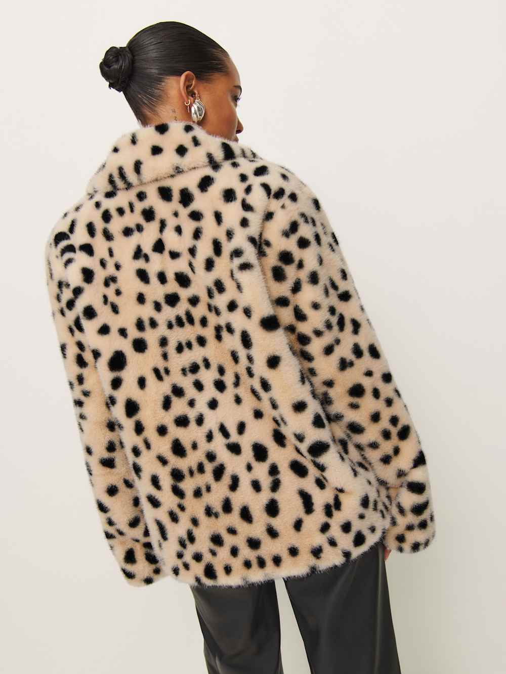 Reformation Ellie Faux Fur Coat - Dalmatian