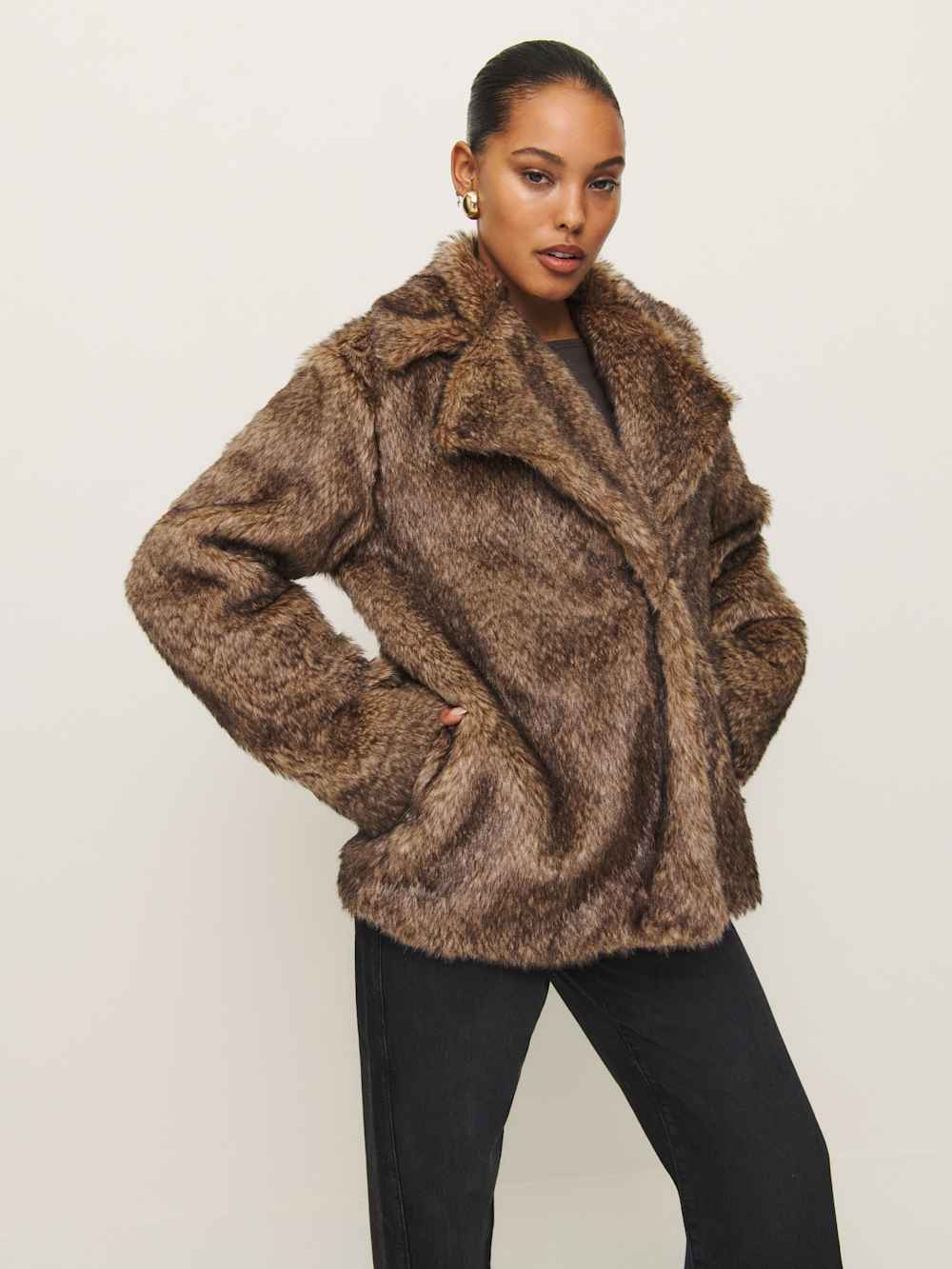 Reformation Ellie Faux Fur Coat - Teddy