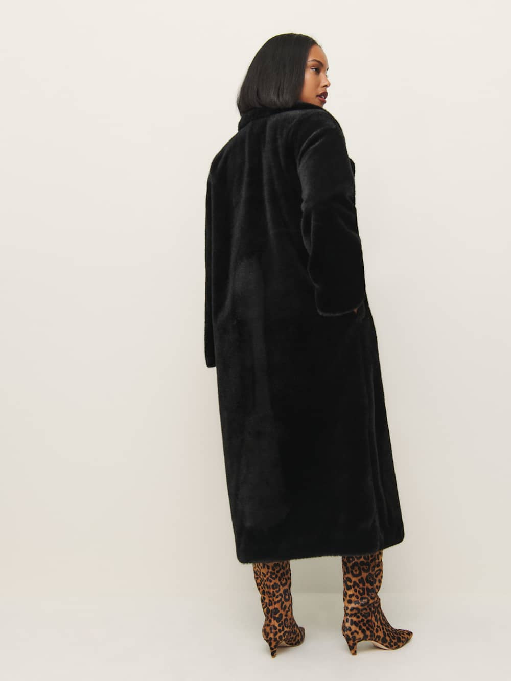 Reformation Chloe Faux Fur Oversized Coat - Black