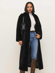 Reformation Chloe Faux Fur Oversized Coat - Black