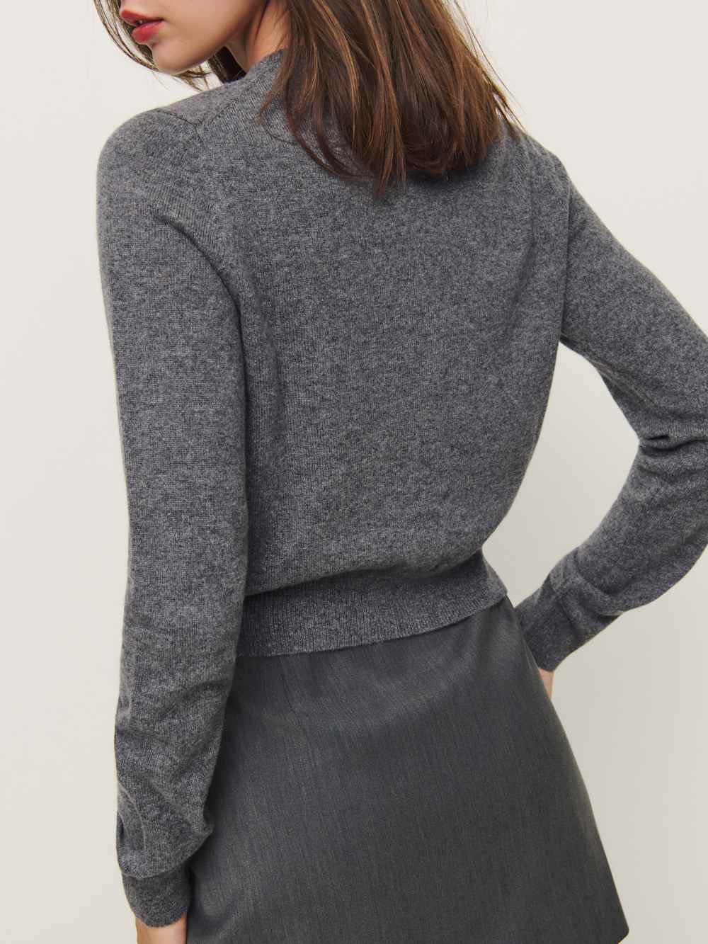Reformation Caspia Cashmere Cropped Cardigan - Thunder