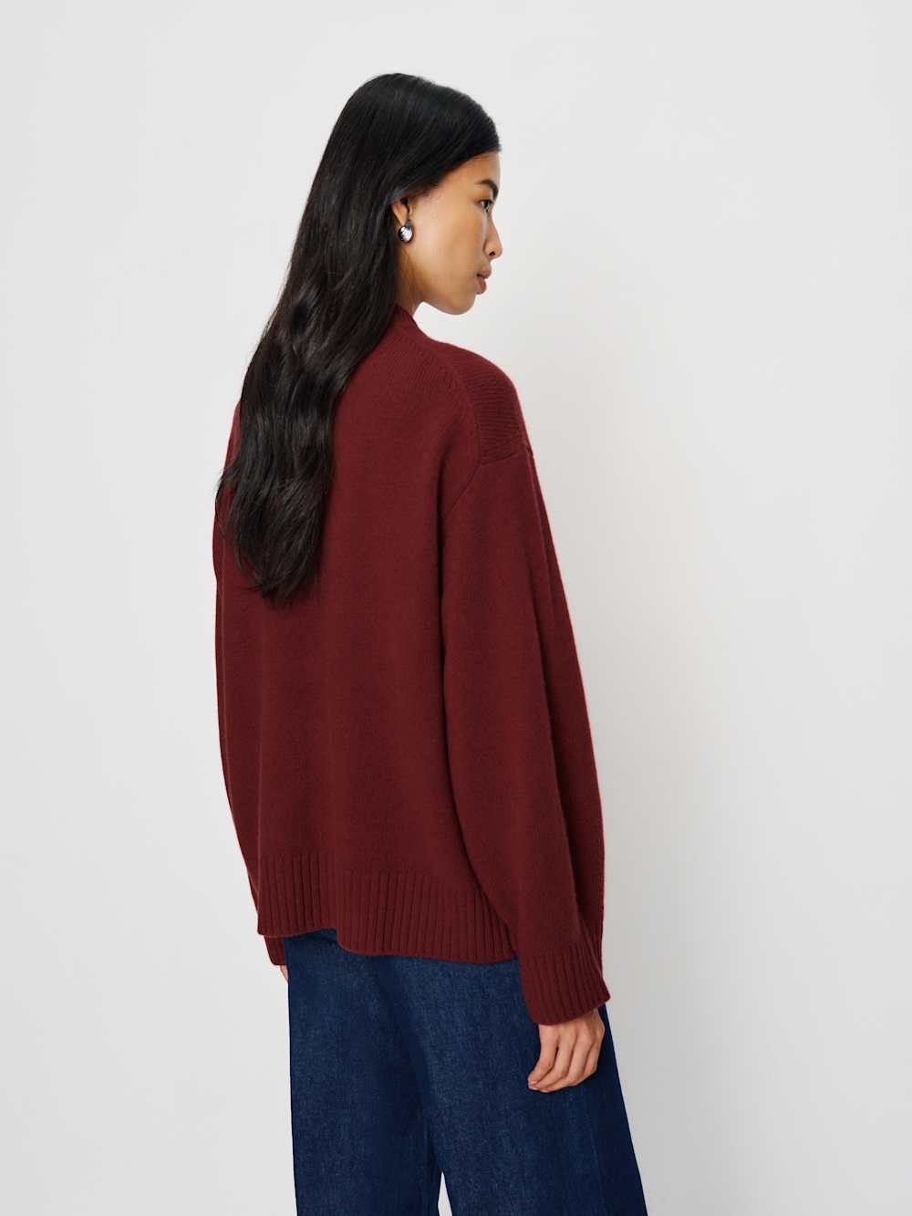 Reformation Cove Cashmere Oversized Crew - Chianti