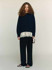 Reformation Cove Cashmere Oversized Crew - Navy